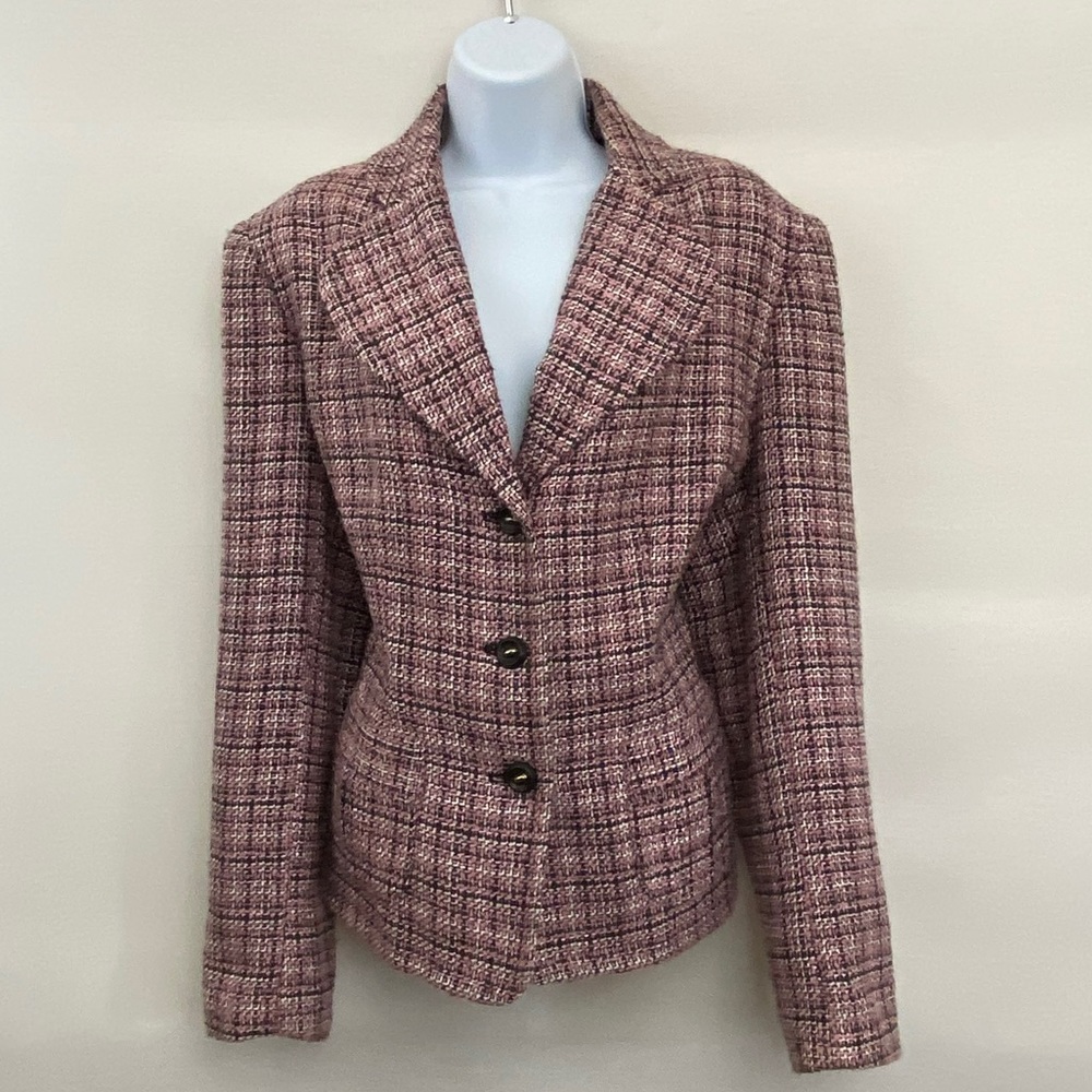 R•Q•T PLUS SIZE 16 Vintage Pink Plaid Blazer P-49